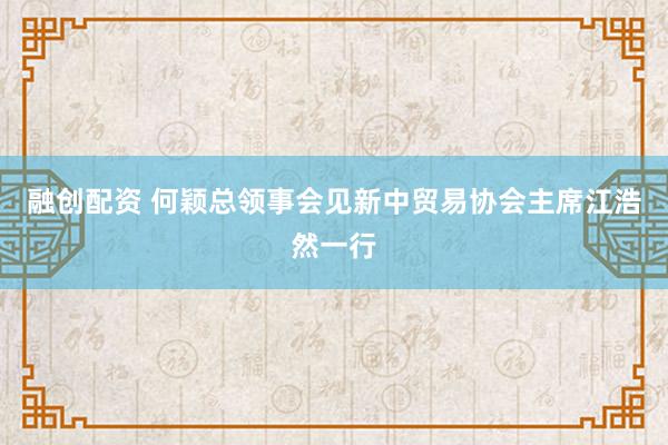 融创配资 何颖总领事会见新中贸易协会主席江浩然一行