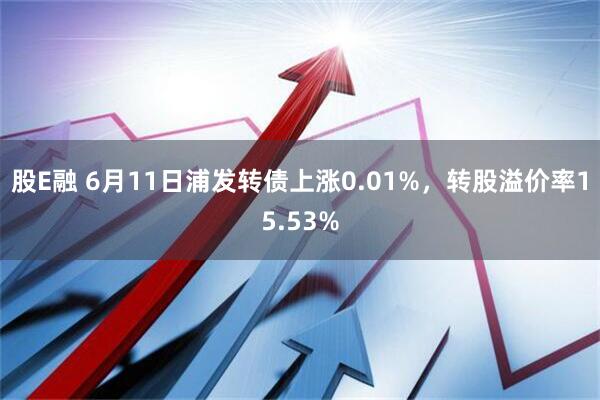 股E融 6月11日浦发转债上涨0.01%，转股溢价率15.53%